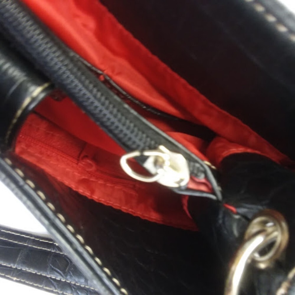 Tommy Hilfiger Black Shoulder Bag Leather Crocodile - Picture 7 of 7